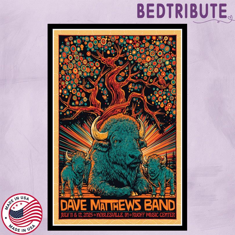Dave Matthews Band 2025 Poster – Ruoff Music Center Noblesville IN July 11–12
