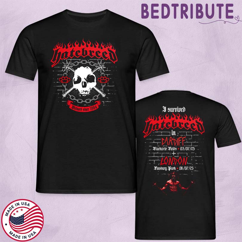 Hatebreed Cardiff UK July 3 2025 Tour T-Shirt