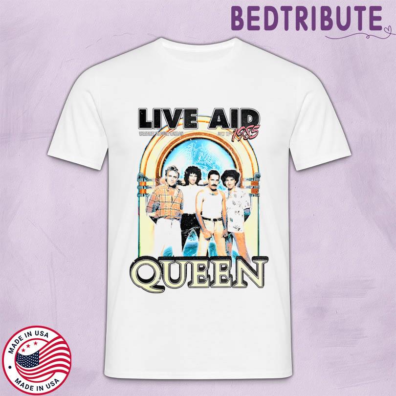 Queen at Live Aid Vintage White T-Shirt