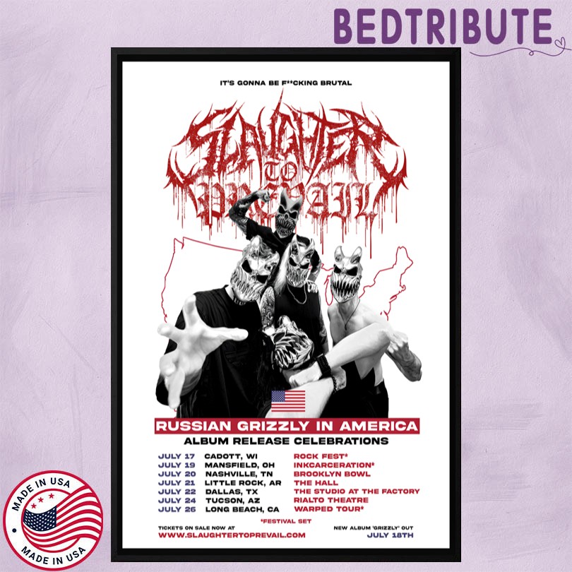 Slaughter To Prevail Russian Grizzly In American 2025 Tour Poster