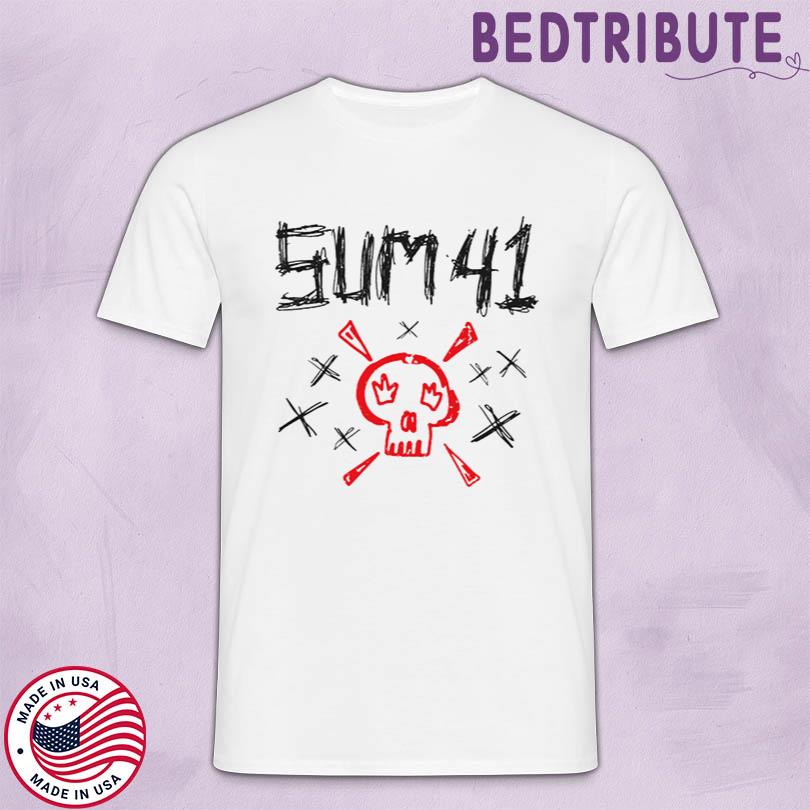 SUM 41 Sketch Logo Skull Tee - White